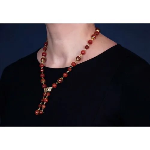 Бусы авторские, Сердолик, Кошачий глаз