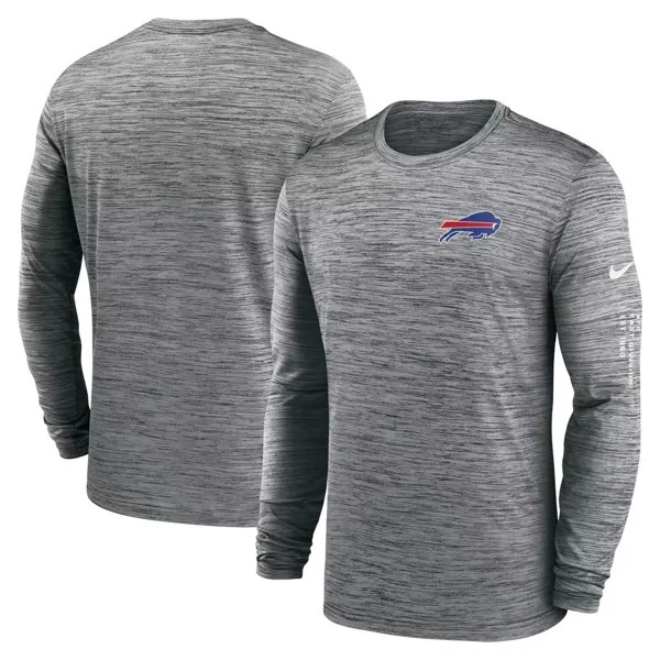 Мужская антрацитовая футболка с длинным рукавом Buffalo Bills Velocity Nike