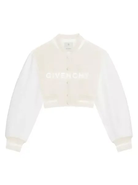 Укороченная университетская куртка из шерсти и кожи Givenchy, белый