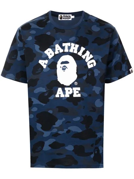 A BATHING APE® футболка Ape Head с камуфляжным принтом