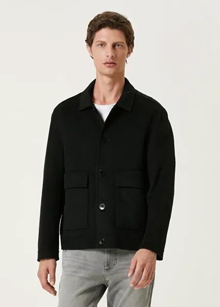 Черное шерстяное пальто Calvin Klein