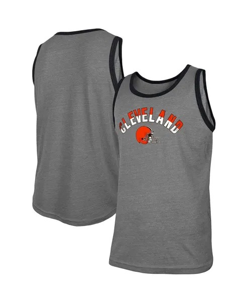 Мужская серая майка cleveland browns ringer tri-blend с меланжевым покрытием New Era, мульти