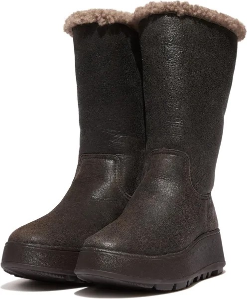Сапоги F-Mode Roll-Down Shearling Flatform Calf Boots FitFlop, цвет Chocolate Brown