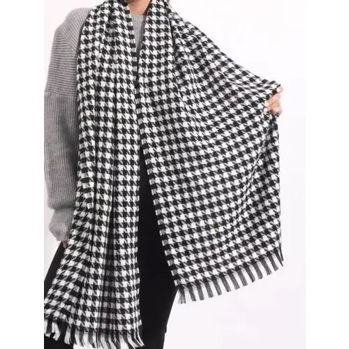 Палантин Cashmere,180х70 см, черно-белый