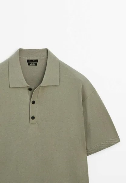 Рубашка-поло Short Sleeve Massimo Dutti, темно-зеленая