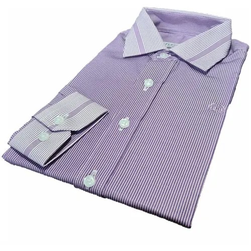 Школьная рубашка , на пуговицах, длинный рукав, размер 110-116, фиолетовый