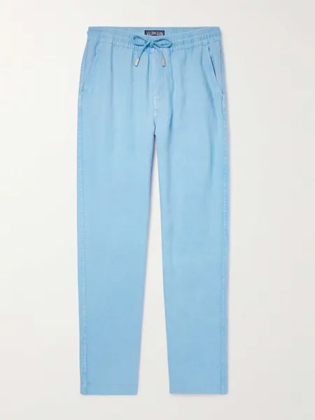 Прямые льняные брюки Pacha с кулиской VILEBREQUIN, синий