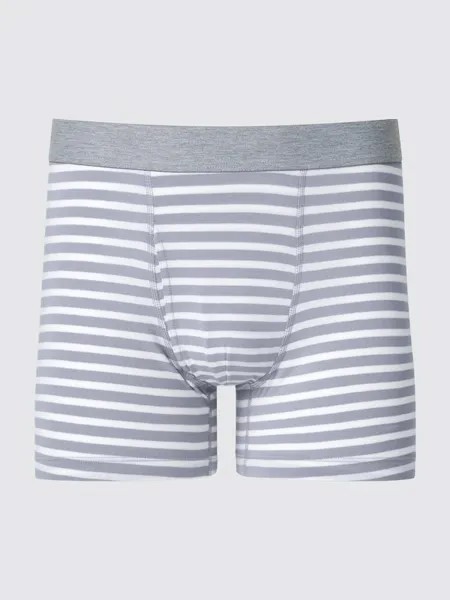 Хлопчатобумажные боксерские трусы в полоску Uniqlo, серый
