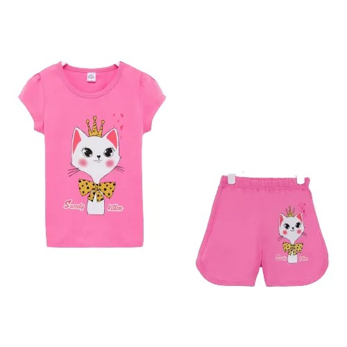 Комплект для девочки (футболка/шорты), цвет розовый, рост 110см 9754264 .