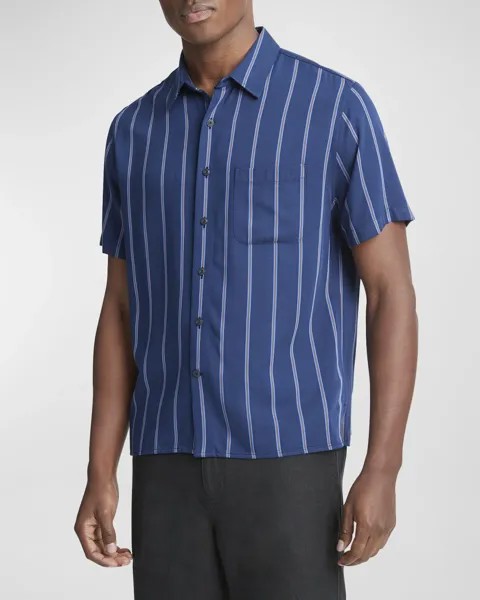 Мужская спортивная рубашка в полоску с коротким рукавом Pacifica Vince, цвет Royal Blue/Cobalt