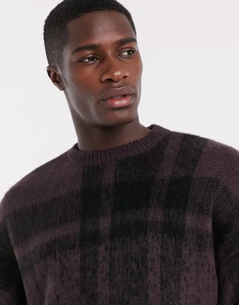 Бордовый oversized-джемпер в клетку ASOS DESIGN-Красный