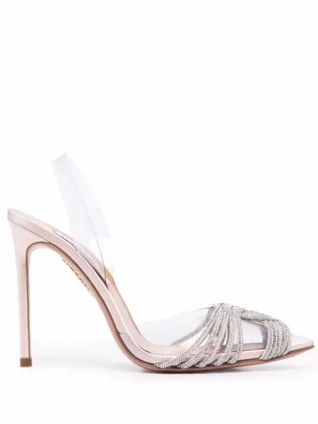 Aquazzura туфли Gatsby 105 с кристаллами, серебристый