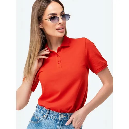 Поло HappyFox, хлопок, однотонное, дышащий материал, размер 48, красный