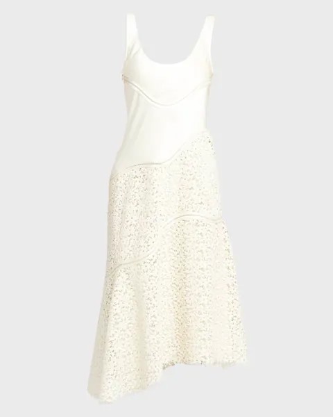 Асимметричное платье миди с кружевным подолом Jil Sander