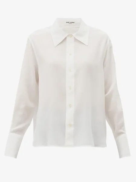 Свободная блузка из хлопкового поплина Saint Laurent, белый