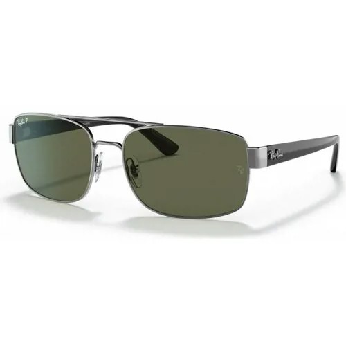 Солнцезащитные очки Ray-Ban, прямоугольные, оправа: металл, поляризационные, с защитой от УФ, для мужчин, серый
