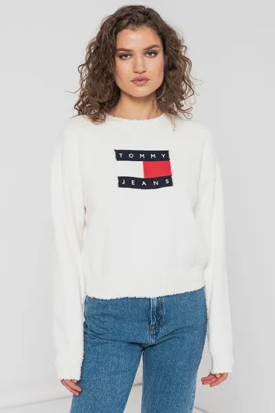 Пушистый свитер с логотипом Tommy Jeans, белый
