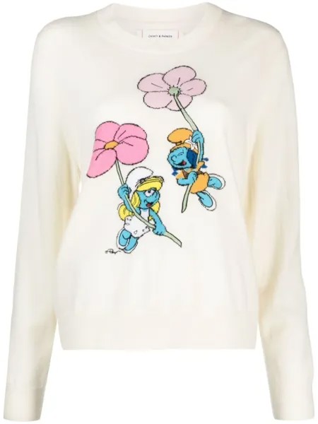 Chinti & Parker джемпер Flower Smurfs с круглым вырезом, нейтральный цвет
