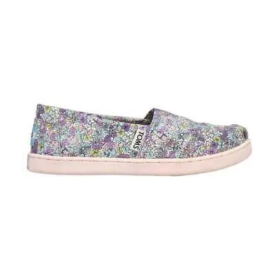 Молодежные фиолетовые кроссовки без шнуровки TOMS Alpargata с цветочным принтом для девочек, повседневная обувь 10007449