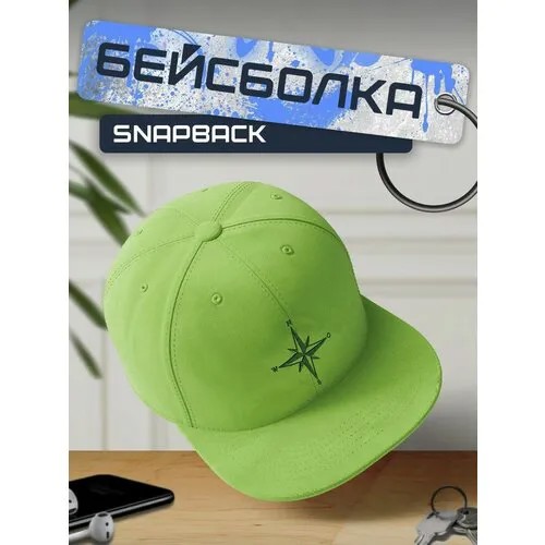 Бейсболка, кепка зеленая с зеленым принтом стороны света - 205