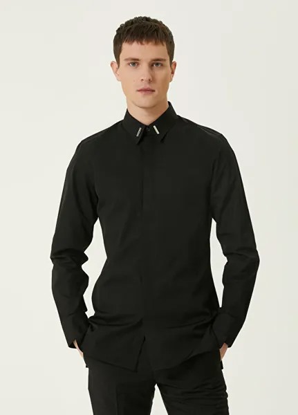 Рубашка с черным воротником и металлической планкой Givenchy