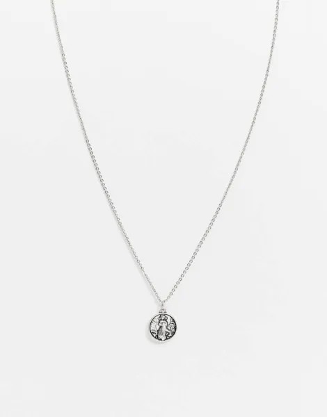 Серебристое ожерелье с подвеской ASOS DESIGN-Серебряный