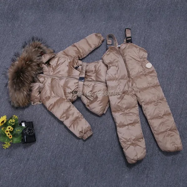 -30 градусов Одежда для девочек, теплый пуховик для девочки, одежда 2018, зимняя утепленная парка с капюшоном из натурального меха, Детская верх...