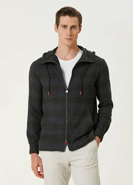 Рубашка в клетку с капюшоном Kiton, коричневый