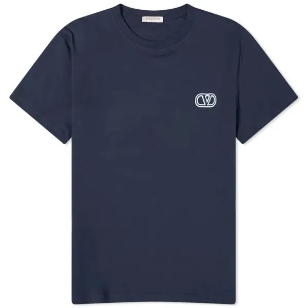 Футболка Valentino Embroidered V Logo Tee, темно-синий
