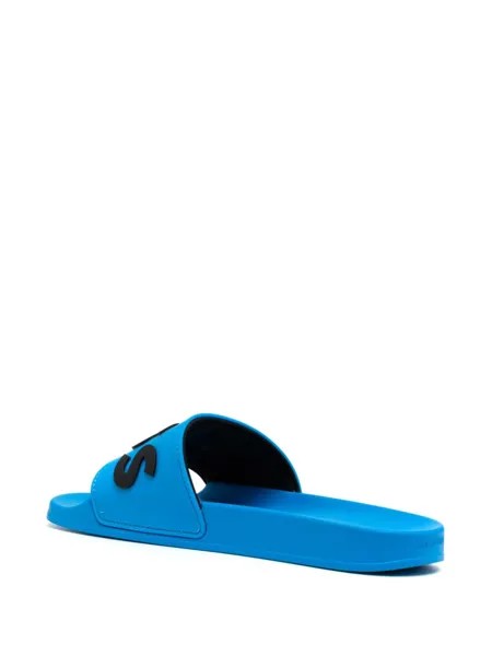 Мужские резиновые шлепанцы с логотипом HUGO BOSS Kirk Bold White, синий