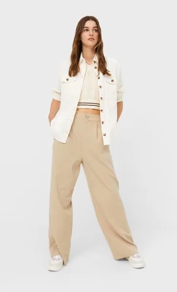 Stradivarius Плотная Рубашка Карго В Тонкий Рубчик Multicolor Xs