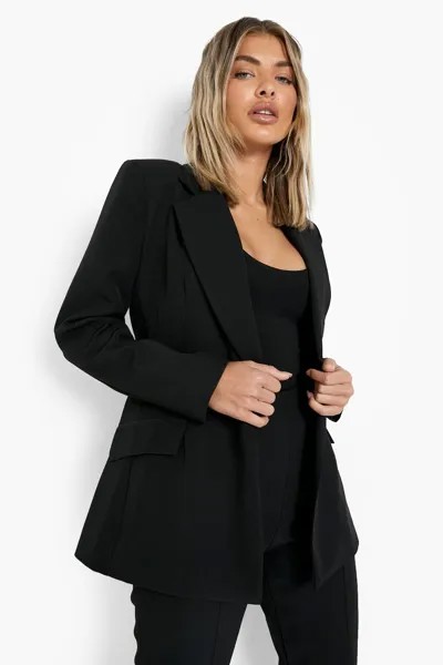 Приталенный пиджак с глубоким вырезом boohoo, черный
