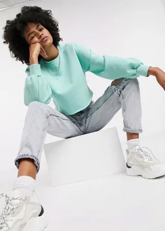 Шалфейно-зеленый укороченный свитшот Topshop-Зеленый цвет