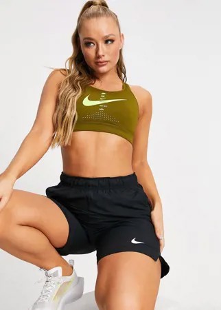 Спортивный бюстгальтер цвета хаки с высоким уровнем поддержки Nike Training-Зеленый цвет
