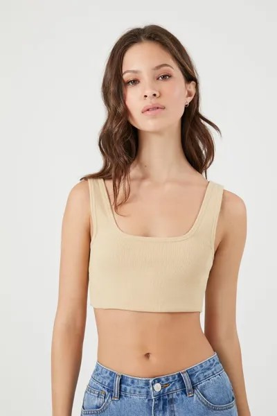 Укороченная майка Forever 21, песочный