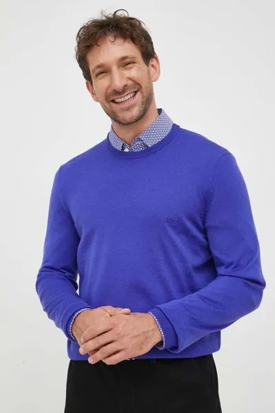 Шерстяной свитер Boss, фиолетовый