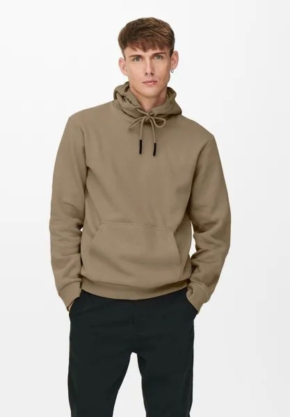 Толстовка ONSCERES HOODIE Only & Sons, цвет hellbraun