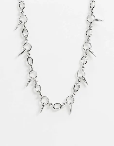 Ожерелье с шипами ASOS DESIGN-Серебряный