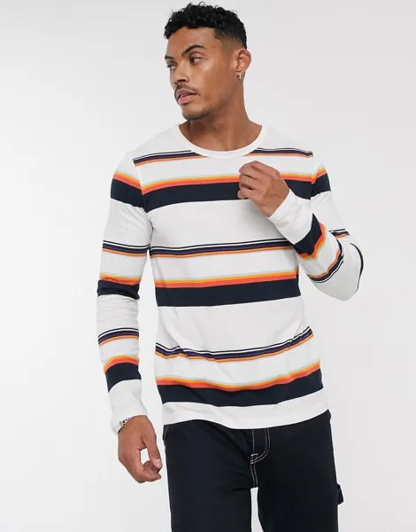 Белый лонгслив в полоску с длинными рукавами Jack & Jones Originals