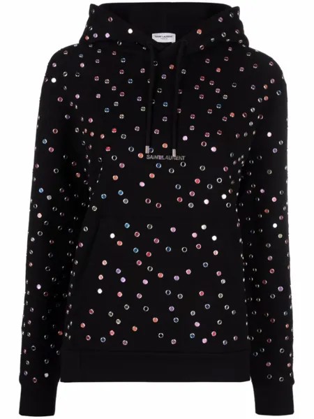 Saint Laurent худи с кулиской и логотипом, черный
