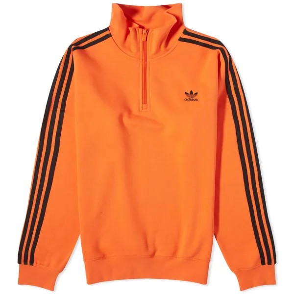 Джемпер Adidas 3 Stripe Half Zip Crew, оранжевый/черный