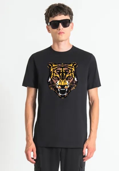 Футболка с принтом Regular-Fit T-Shirt With Tiger Print Antony Morato, черный