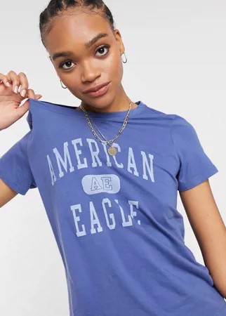 Синяя классическая футболка American Eagle-Голубой