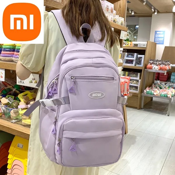 Рюкзак Xiaomi для женщин, однотонный школьный портфель с несколькими карманами для девочек-подростков, повседневная Дорожная сумка унисекс с ...