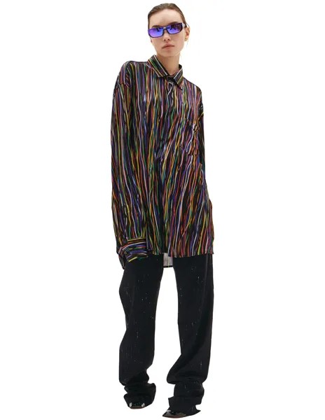 Разноцветная рубашка с накладным карманом