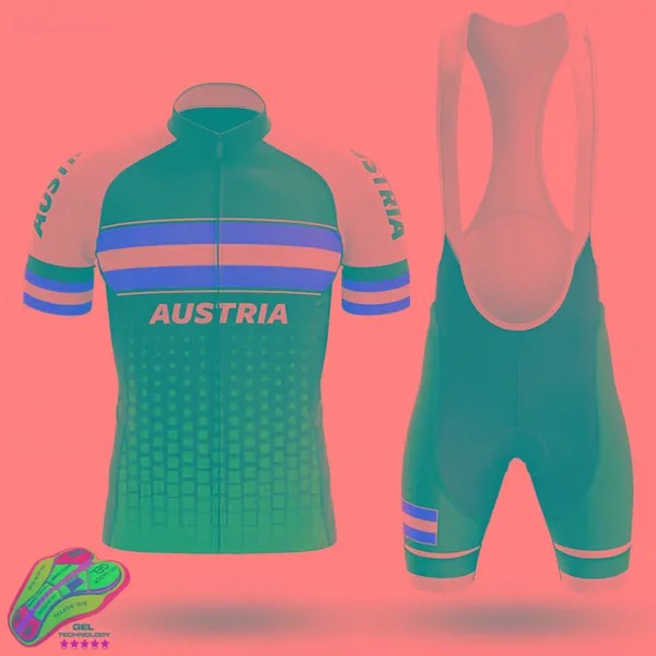 Комплект одежды для велоспорта Австрия, Новинка лета 2021, велосипедная одежда для команды, мужская рубашка с коротким рукавом, велосипедные ...
