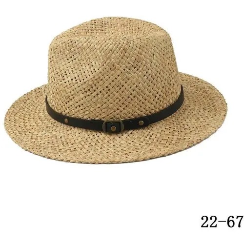 Шляпа федора  летняя, размер 58, бежевый