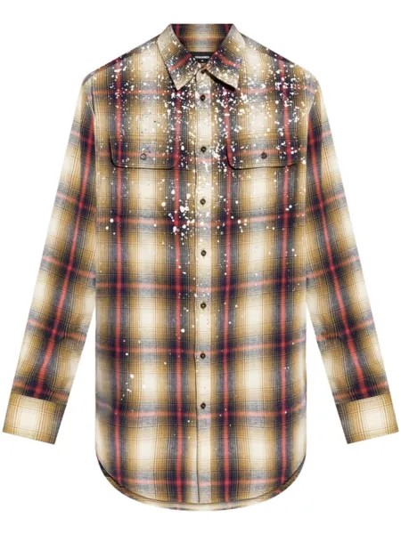 Dsquared2 рубашка в клетку DSQUARED2 с кристаллами, коричневый