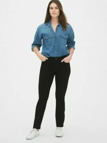 Черные классические прямые джинсы со средней посадкой Gap, размер 24t, размер 00, высокий рост