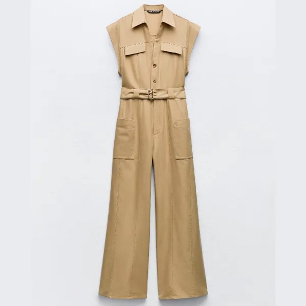 Комбинезон Zara With Belt, светло-коричневый